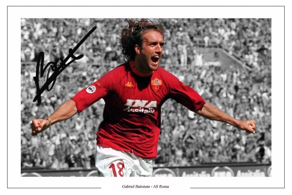 Gabriel Batistuta Signed 12x8 Inch Photo Print With Pre Printed