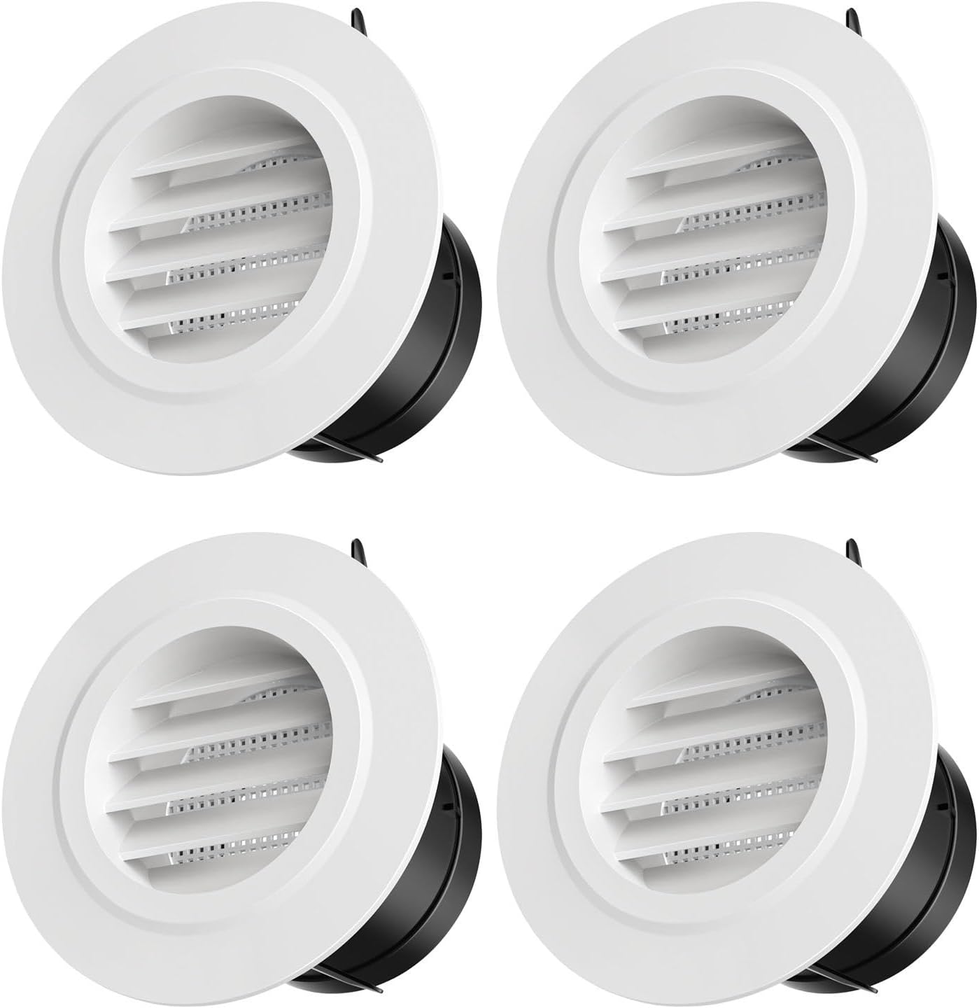 8 Inch Soffit Vent, Vent Systems, Soffit Vent Air Vent Cover, Abs Round Ceiling Vent Covers for Living Room, Attic, Bathroom, Kitchen, Ventilation Use, White(4 Pieces 200mm(8in))