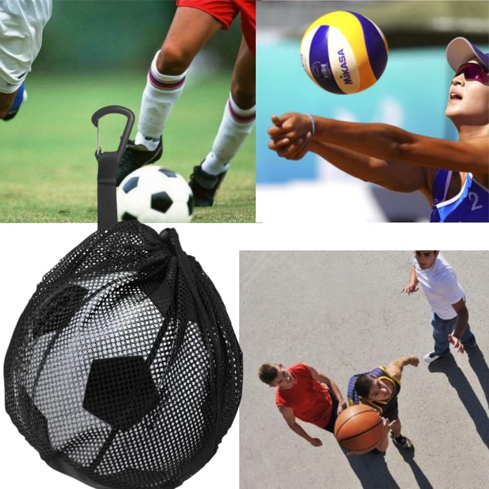 Borsa Rete Per Palloni Sportivi - Porta Palloni Da Basket, Calcio E Pallavolo, Con Tasca E Moschettone - Foto 6