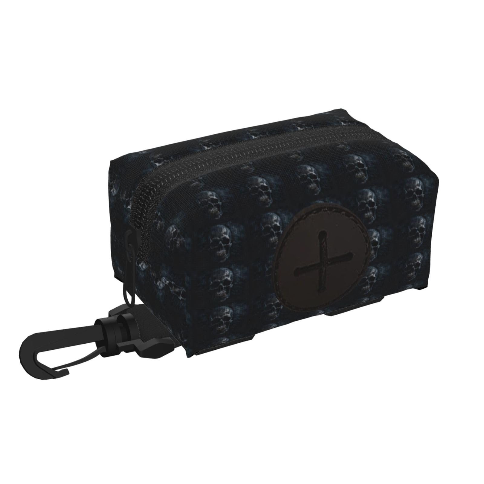 Pphgut Black Skull1 Print Waterproof Pet Waste Treat Bag Outdoor Walking Hiking Pouch Camping Accessory