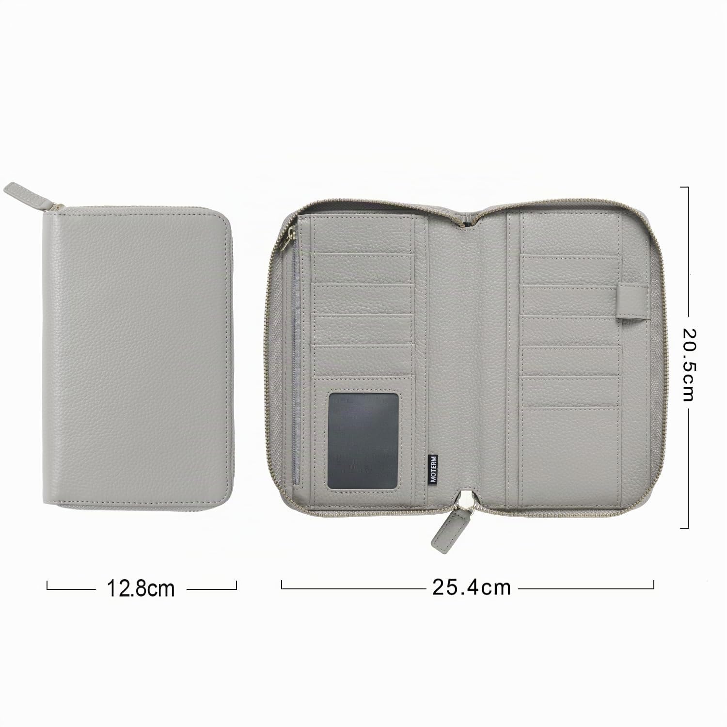 Moterm Reißverschluss Lederbezug für Weeks - Passend für Hobonichi Weeks und Weeks Mega Notebook Planer (Kiesel-Grau)