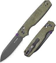 Kizer Pokiman CS Pocket Knife, 3.16" Sheepsfoot D2 Blade Folding Knives with Olive Green Micarta Handle, Thumb Stud EDC Knife for Men Women V3789M3