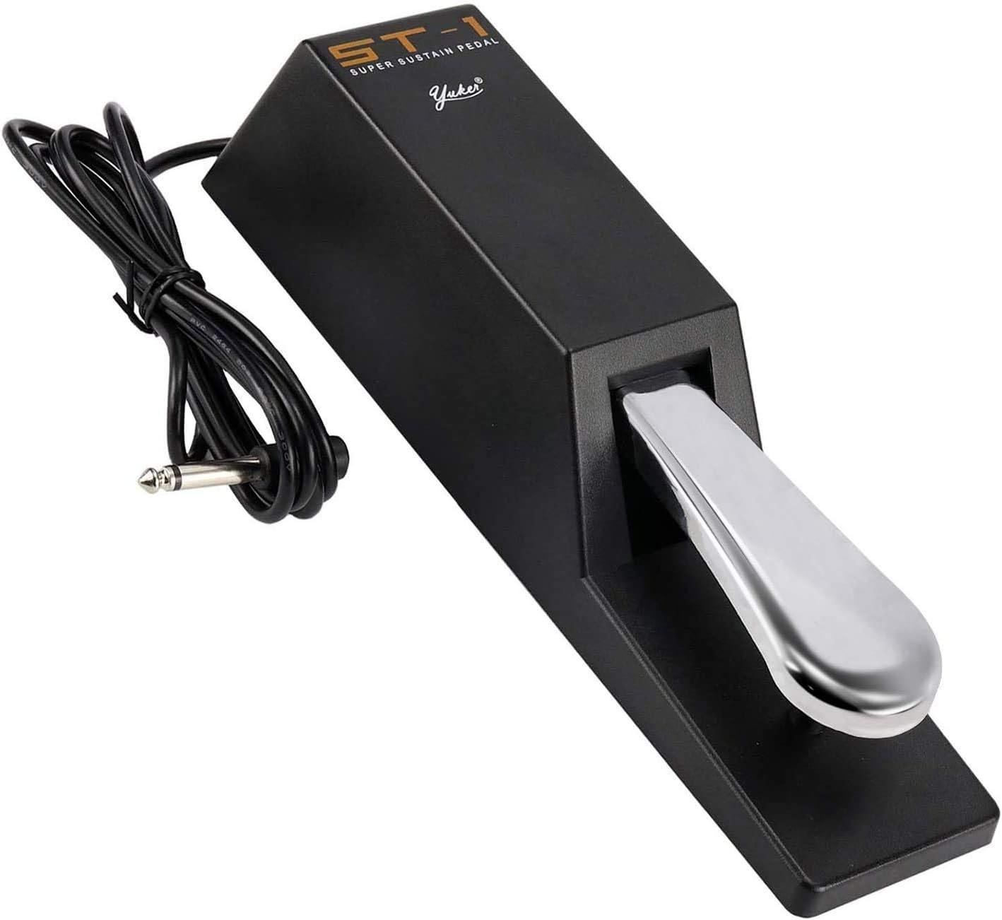 Sustain Pedal, Yuker ST-1 Universal Sustaining Pedal for MIDI Keyboards,Digital Pianos, 1/4" Foot Pedal with Polarity Switch, 6 Feet Cable - Black