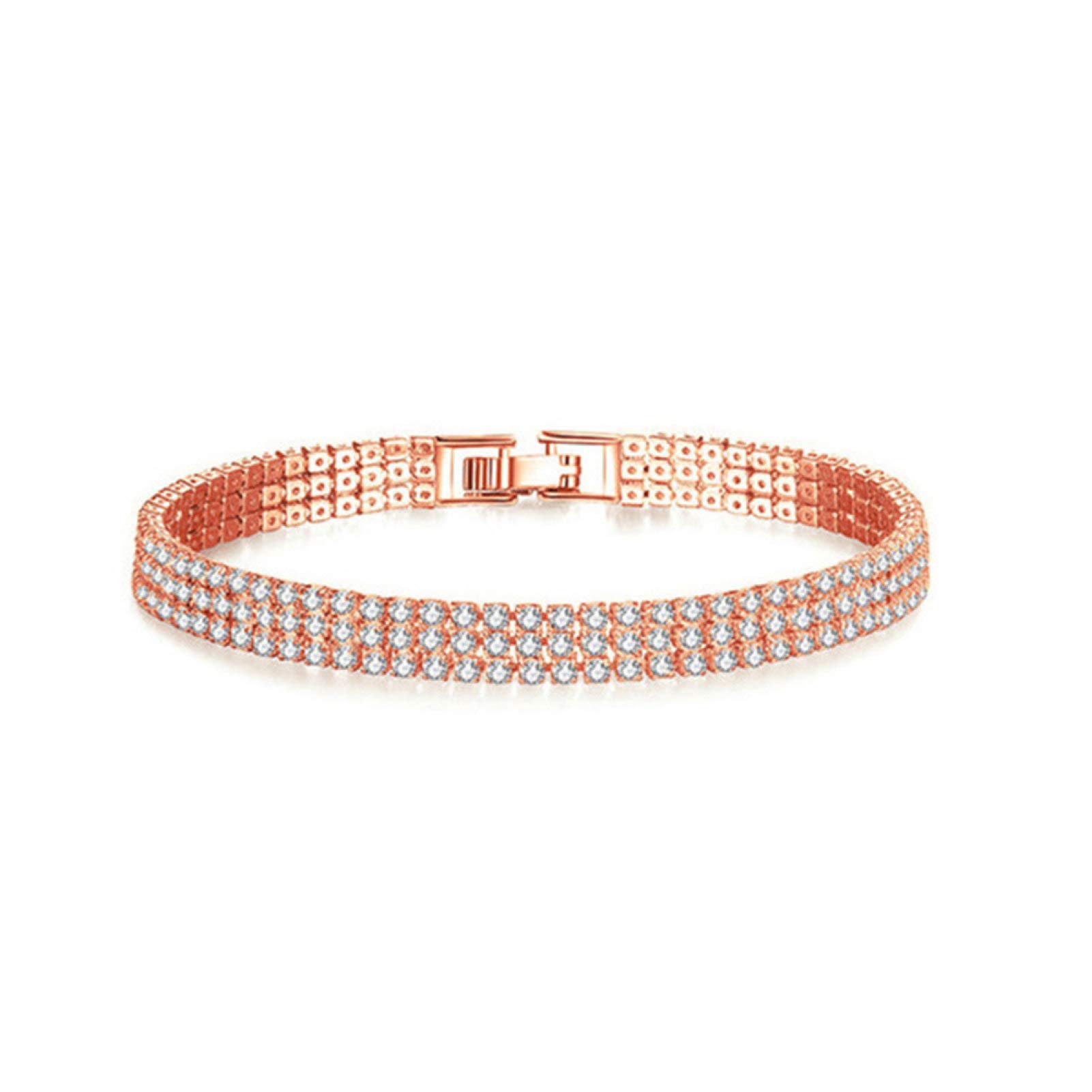 ink2055 Luxury Women 3 Rows Rhinestone Bangle Charm Bracelet Wedding Party Jewelry Gift Bracelets for Women Teen Girls