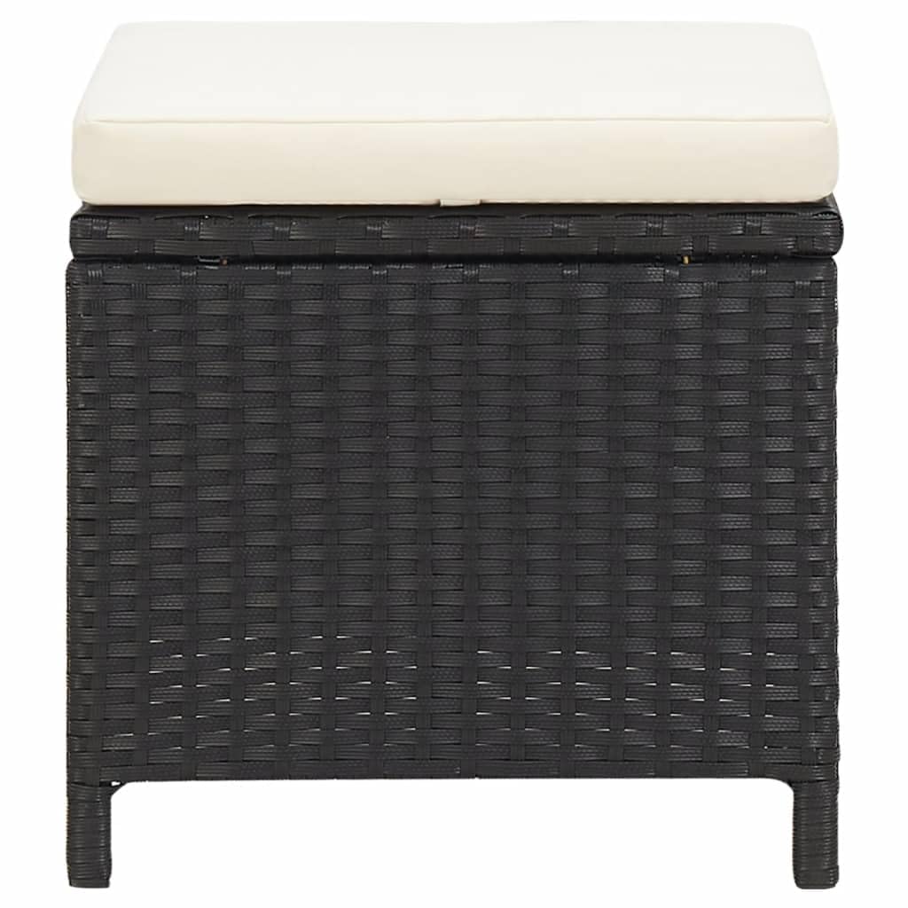 vidaXL 4X Tabourets de Jardin avec Coussins Repose-Pieds de Patio Tabourets de Terrasse Repose-Pieds d'Extérieur Résine Tressée Noir