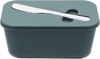 Plastic Butter Dish with Lid for Countertop, Large Butter Container, Butter Dish with Lid and Knife, Airtight Butter Holder (Atrovirens)