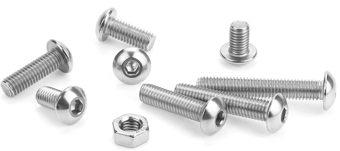 220Pcs #6-32 UNC Stainless Steel Button Head Hex Socket Cap Bolts Screws Nuts Assortment Kit- #6-32x 3/16" 1/4" 5/16" 3/8" 1/2" 5/8" 3/4" 7/8" 1"