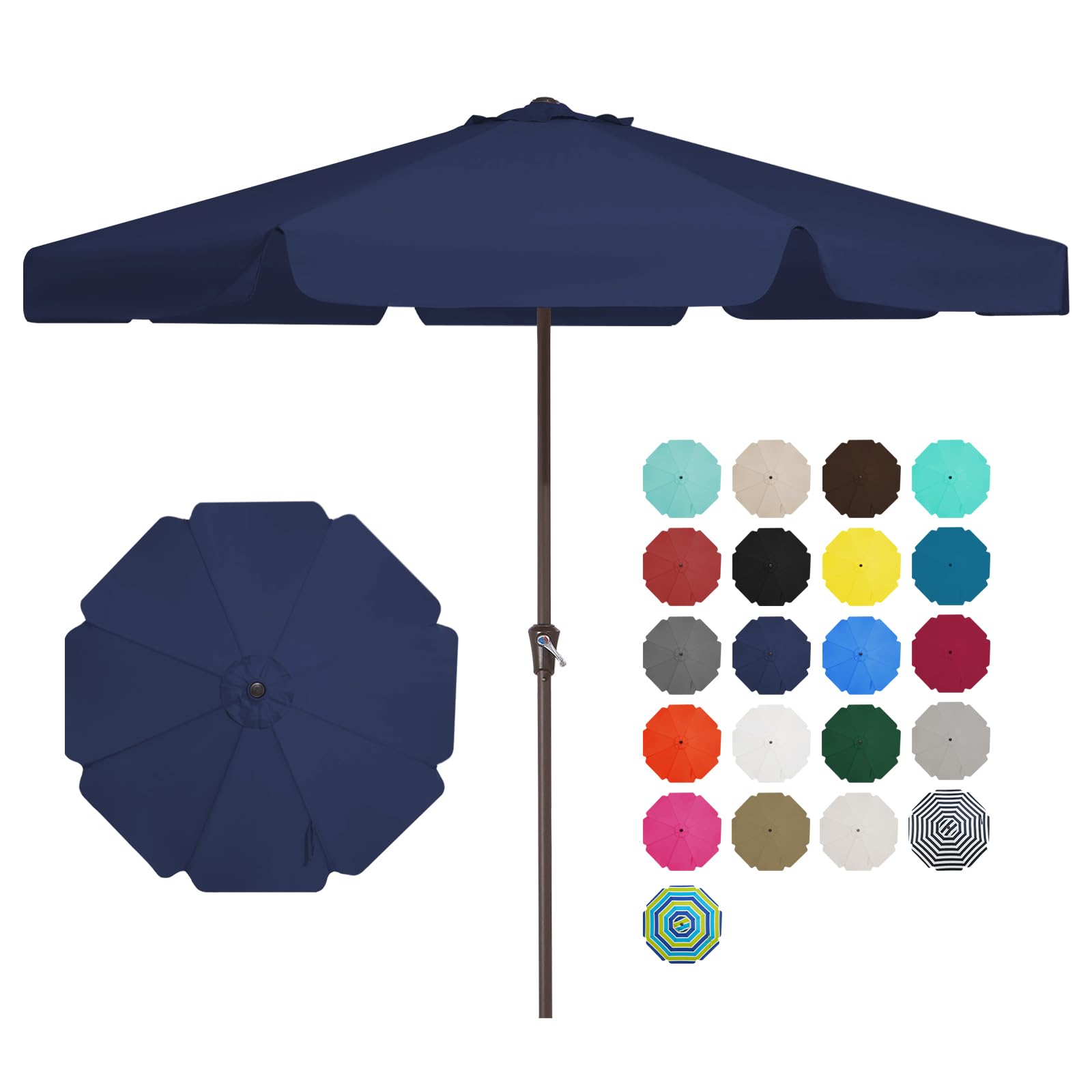 JEAREY 11' Patio Umbrellas Outdoor Table Market Umbrella w/Crank, 8 Sturdy Ribs, UV Protection Waterproof Sunproof(Navy Blue)