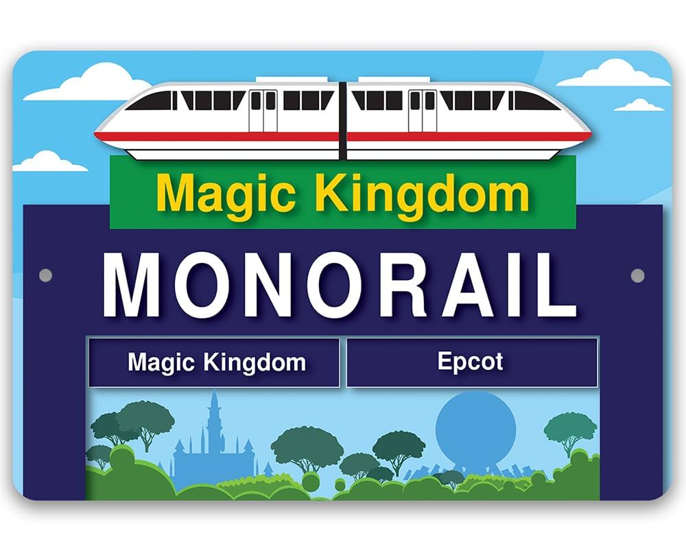 Metal Sign - Disney World Road Metal Sign Magic Kingdom Disney Springs Epcot Resort Exit Sign - Use Indoor/Outdoor - Makes a Great Fence or Gate Durable Sign and Decor for Disney Fans (8" x 12")