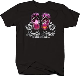 Myrtle Beach South Carolina Flip Flops Purple Sunset T Shirt for Men - 2XL