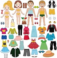 BEUNITONE 47PCS Felt Flannel Board Dress Up Storytelling Set with 6" Multicultural Dolls - Preschool Learning Toys & Interactive Crafts