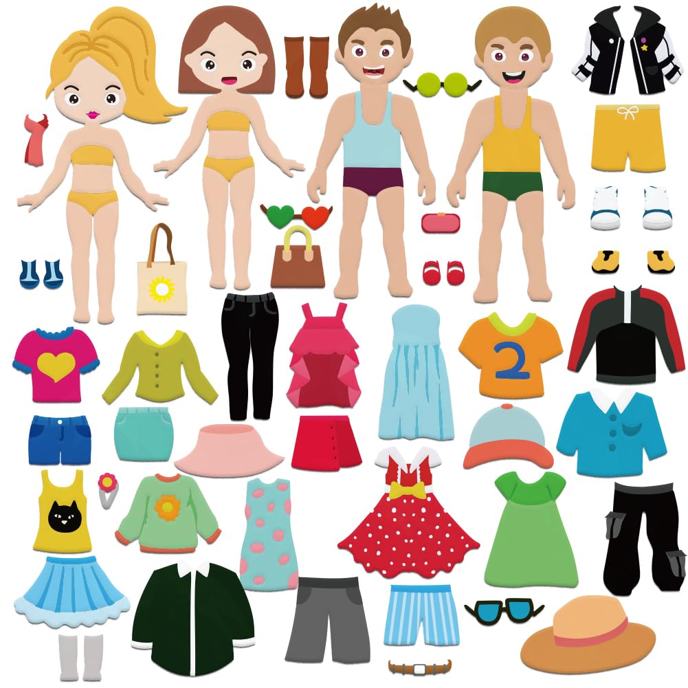 BEUNITONE 47 Pcs Felt Flannel Boards Stories Set Dress Me Up Fun Classroom Learning Activities Dress Up Home Felt Board for Wall Preschool Crafts Storytelling Early Learning Interactive for Gifts