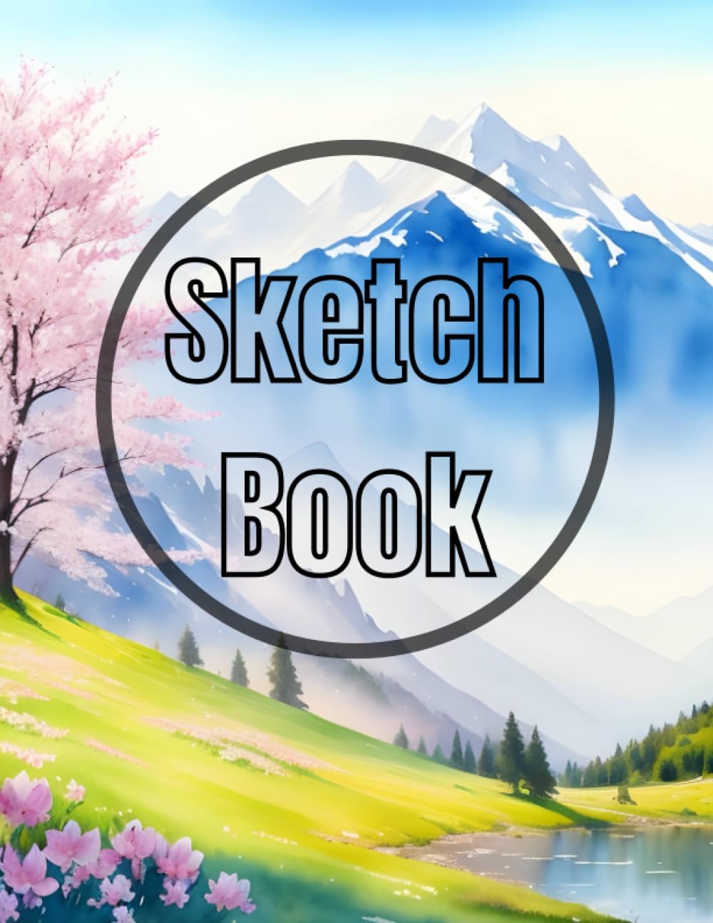 Sketch Book: Premium watercolor spring in mountain design cover page Sketchbook Blank Paper Pad 8.5" x 11" - sketchbook 120 Pages Blank Paper Book For ... Unlined Journal Soft Cover sketchbooks