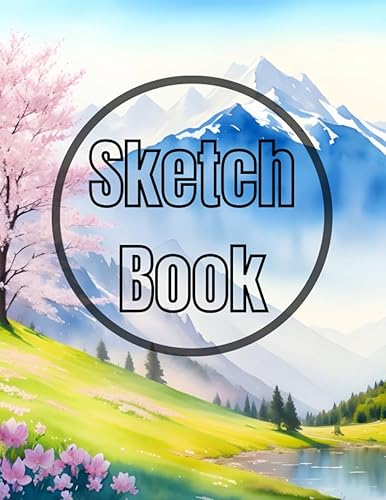 Sketch Book: Premium watercolor spring in mountain design cover page Sketchbook Blank Paper Pad 8.5" x 11" - sketchbook 120 Pages Blank Paper Book