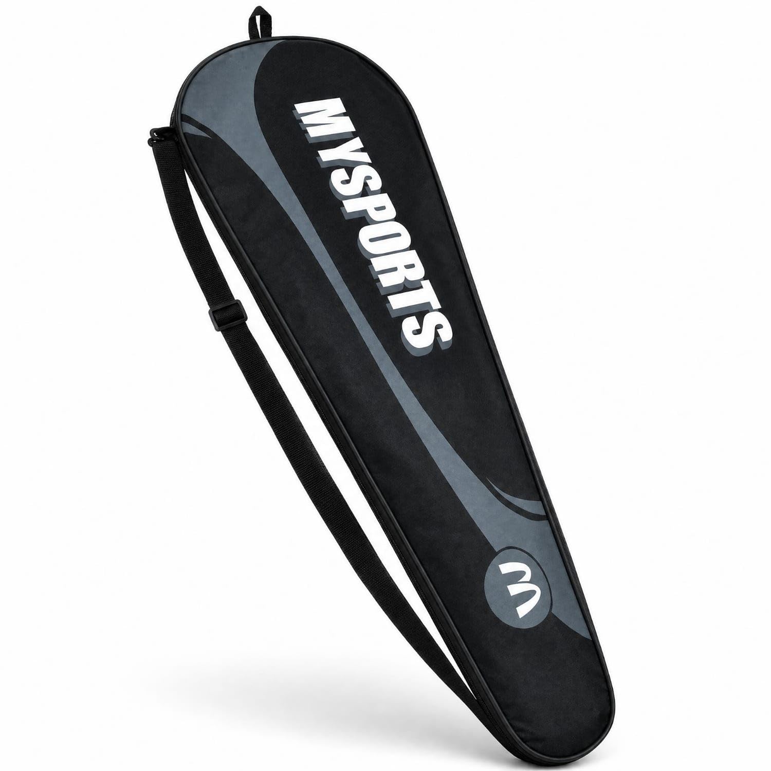 Single Shoulder Strap Badminton Racket Bag Slim Badminton Racquet Bag Teardrop-Shaped Sports Gear Padded, Black, 008 Cover-picture-20