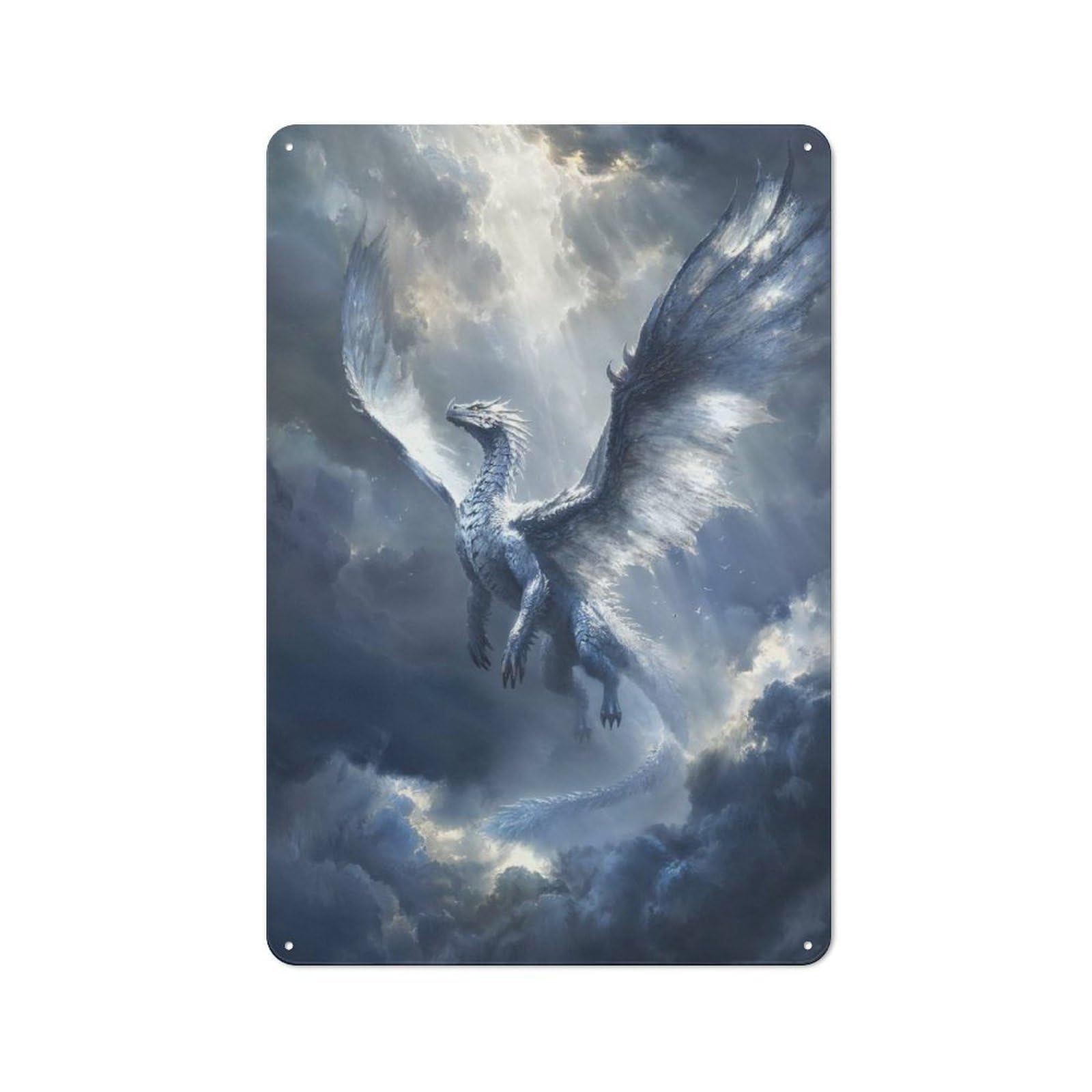 Understated Office Metal Sign 30x20cm Featuring Celestial Sky Dragon, Studio Wall Plaque for Office, Study, Studio Or Hallway