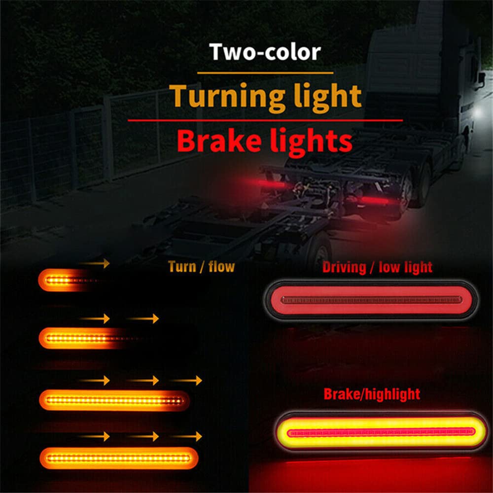 AIVYNA 2Pz 100 LED 4 in 1 Indicatore di Direzione per Auto Freno Lampade Posteriori Luci di Arresto Che Scorre Lampadina 12V Impermeabile per Rimorchio del Camion