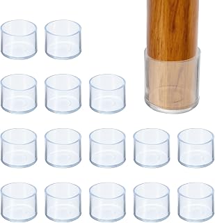 PATIKIL Round Rubber Chair Leg Caps Tips 3/8", 16 Pcs Plastic Furniture Leg Floor Protectors No Scratches No Noise for Chair Leg Protect Hardwood Floor, Transparent