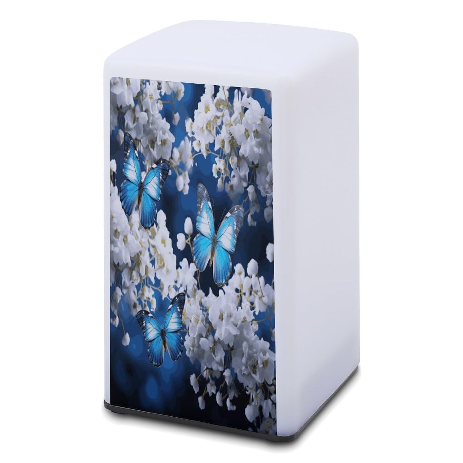 JTREHY Small Blue Butterflies White Flowers Table Lamps for Bedroom Minimalist Nightstand Lamp Water-Resistant Eye-Caring Table Lamp Modern Bedside Table Lamps for Living Room Bedroom Office