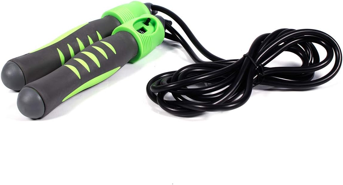 FitnessOne Propel Polyvinyl Chloride Adjustable Adult Skipping Rope with Counter for Men & Women (Green)