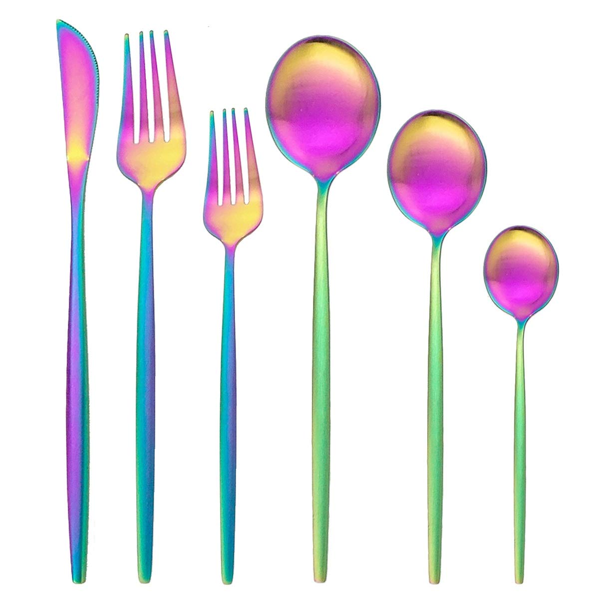 Ménagère en acier inoxydable 36 pièces finition Rainbow au design contemporain épuré