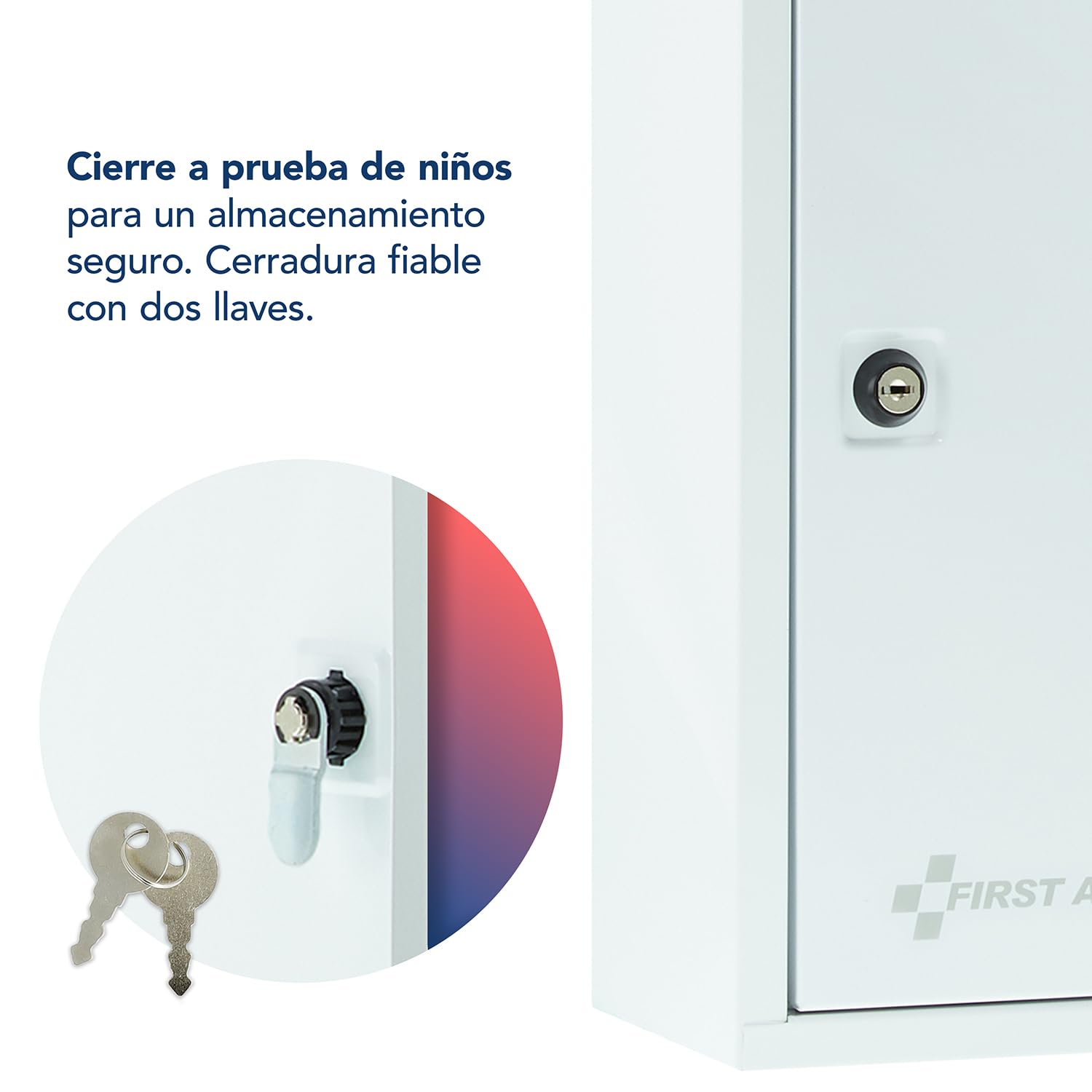 First Aid Only Botiquín Metálico Blanco con 2 Compartimentos | Armario para Medicamentos con Cerradura | Armario de Pared para Medicinas 37 x 30 x 14 cm | P-10200 00