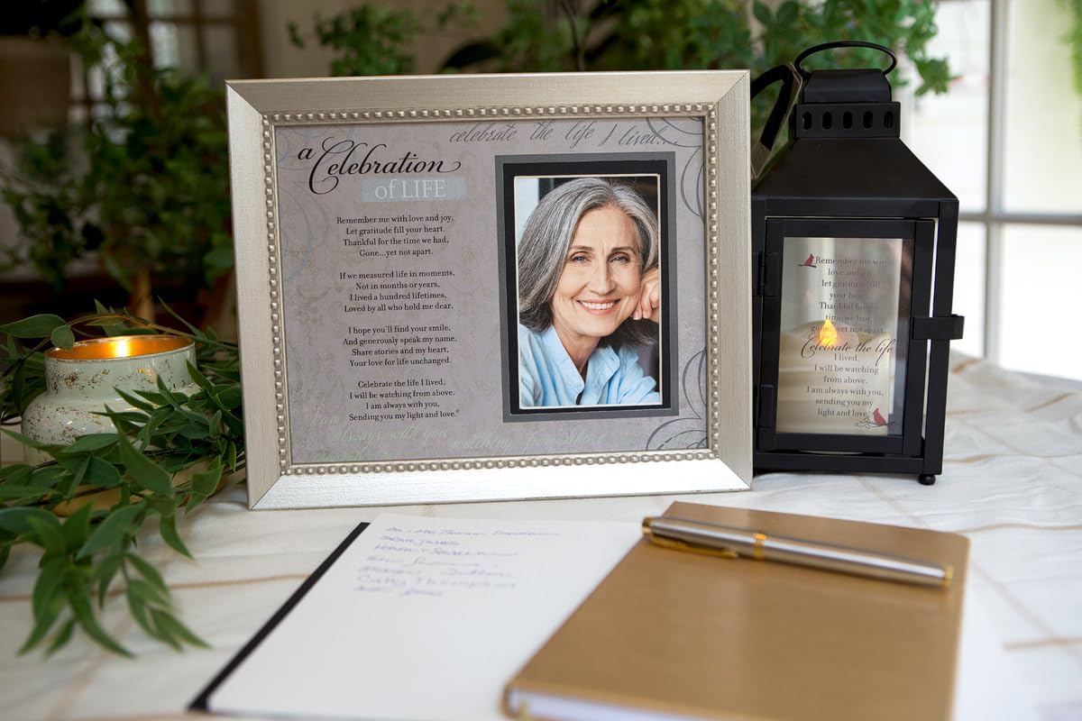 Memorial/Remembrance Photo Frame with Inspirational A Celebration of Life Poem - Sympathy Gift for Loss of Loved One (Silver)