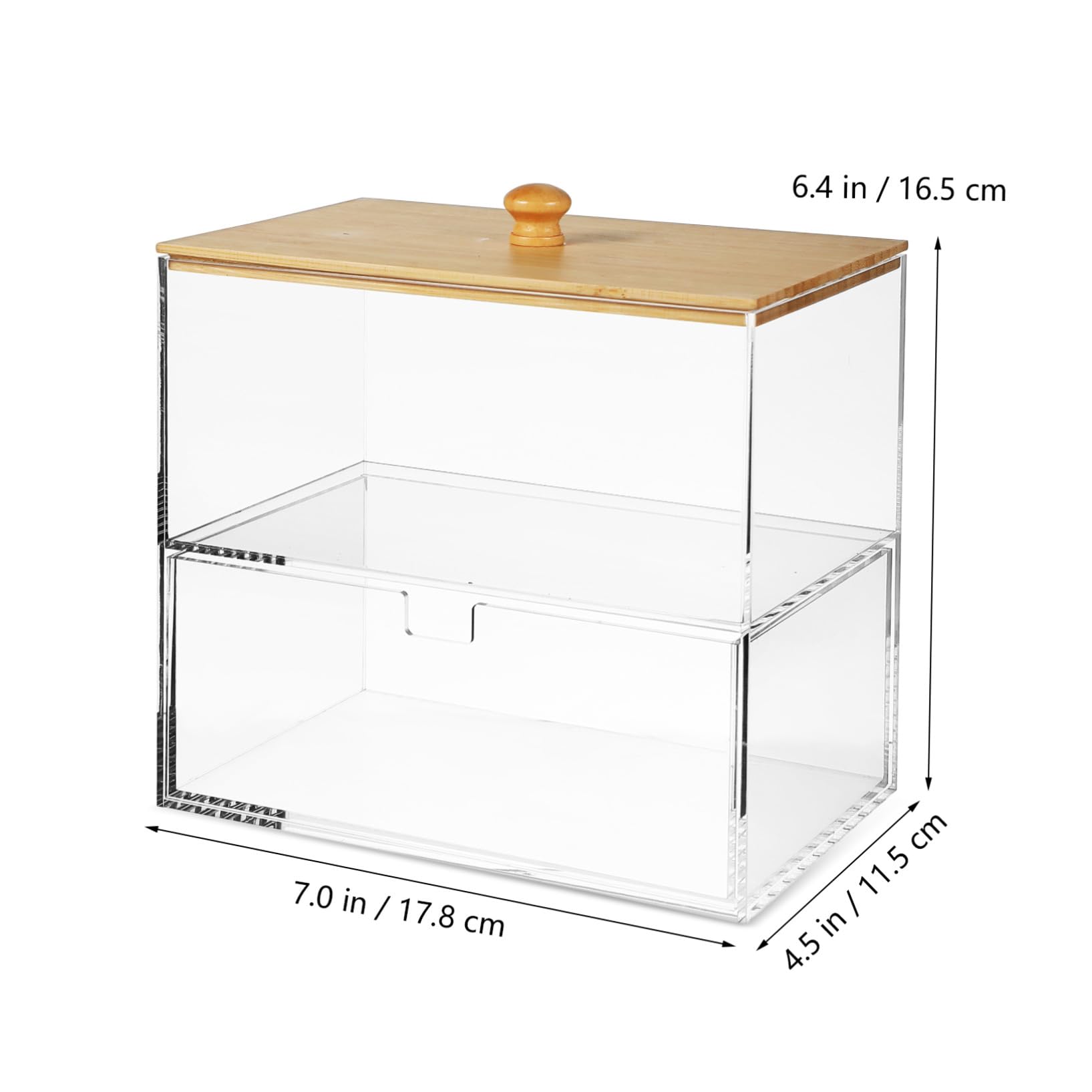 VALICLUD Aufbewahrungsbox für Waschmittelkapseln mit Deckel aus Acryl und Bambus Wäscheorganisation mit Doppeltem Fach für Waschraum 175x115x165mm