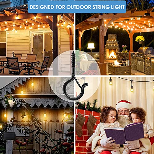 Image of HASTHIP Plastic 20Pcs Screw Wall Hooks For Outdoor String Lights, Outdoor Hooks For Light Eye Hooks Screw-In Cup Hooks Ceiling Hooks With Safety Buckles, Hanging Hooks For Plants Pot (Black)