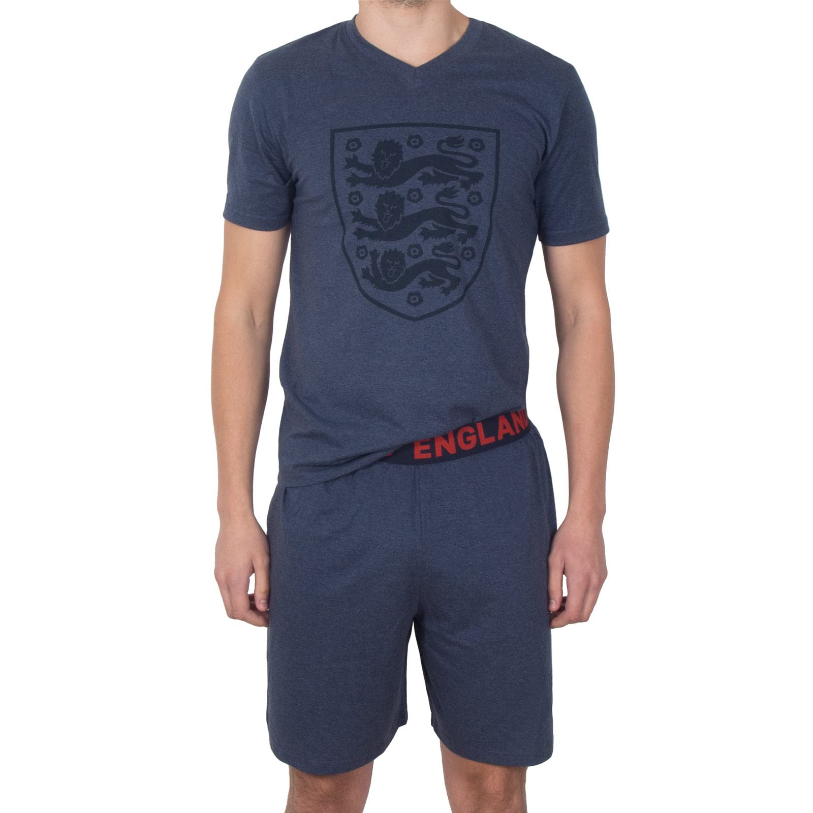 England Official Football Gift Mens Loungewear Short Pyjamas Blue Marl XL
