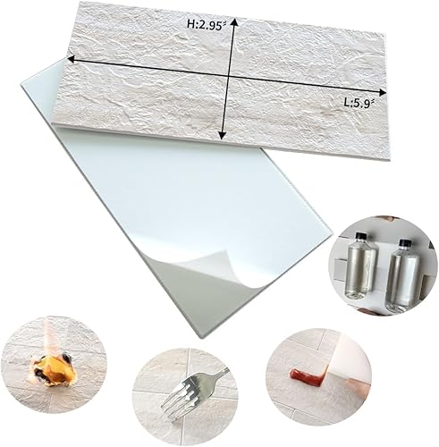 Vista 6 de AULIGET - Azulejo tipo metro de 3 x 6 pulgadas, autoadhesivo para loseta en muro, losetas de cloruro de polivinilo (PVC) grueso para muro