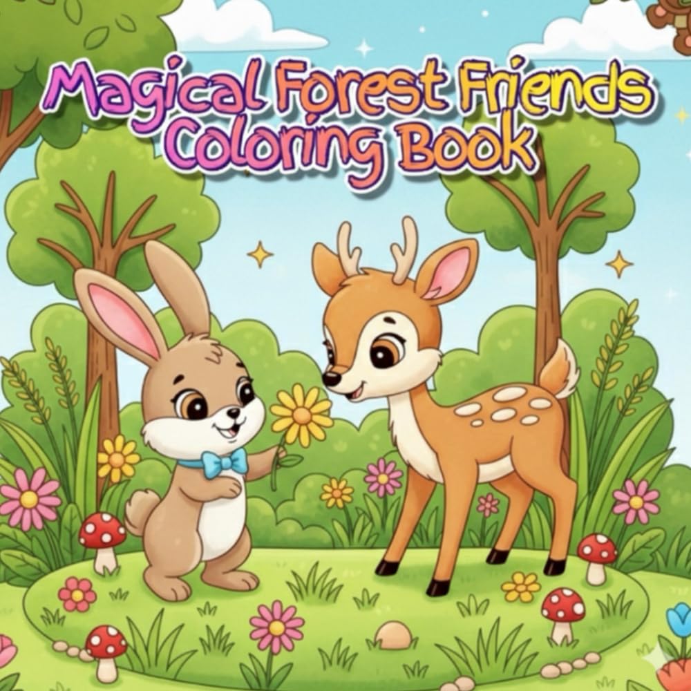 Magical Forest Friends Coloring Book: Cute Woodland Animals and Gentle Fantasy Scenes for Kids Ages 3–8