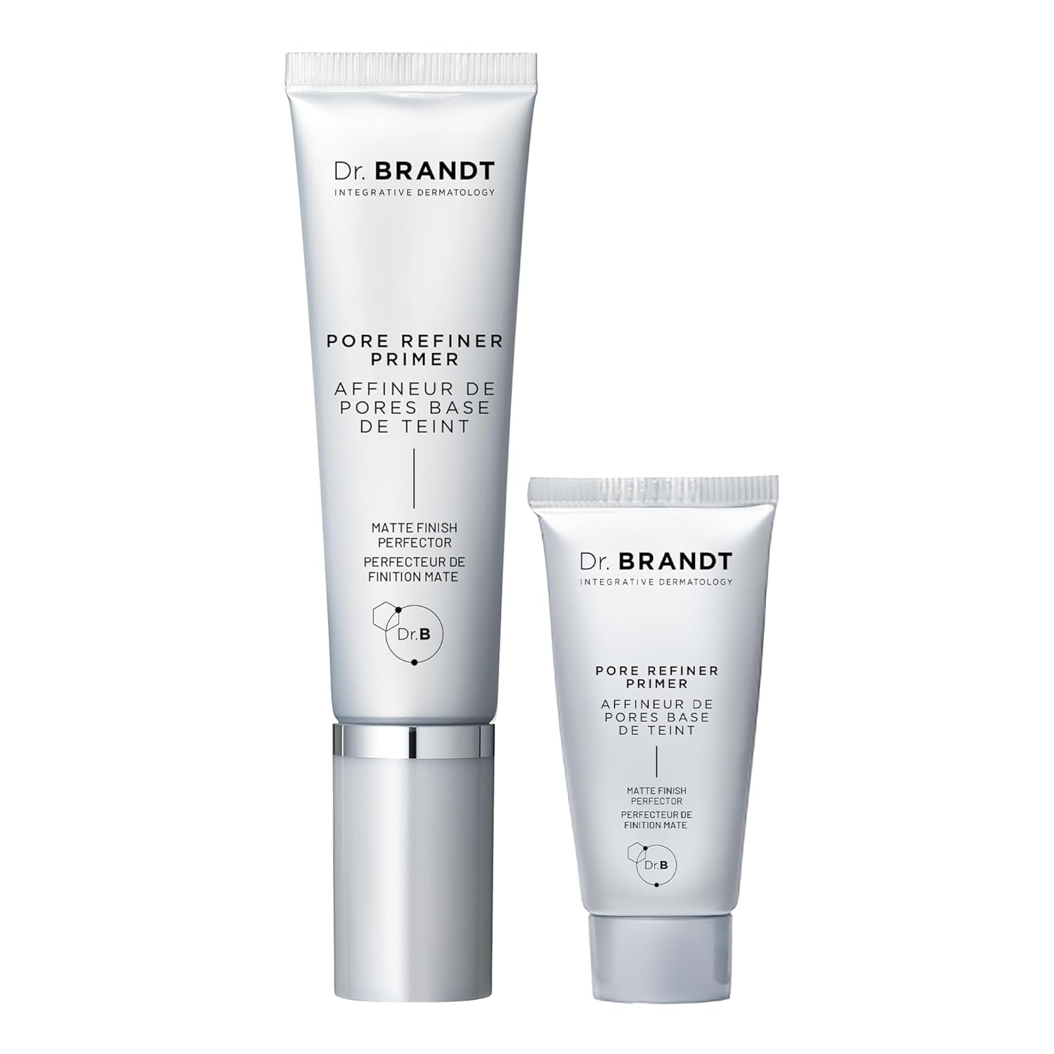 Dr. Brandt Pores No More, Pore Refiner Primer Bundle - Instantly Minimizes the Appearance of Pores, Absorbs Oil & Mattifies Shine - 1.0 fl. oz Full + 0.5 fl. oz Travel Size