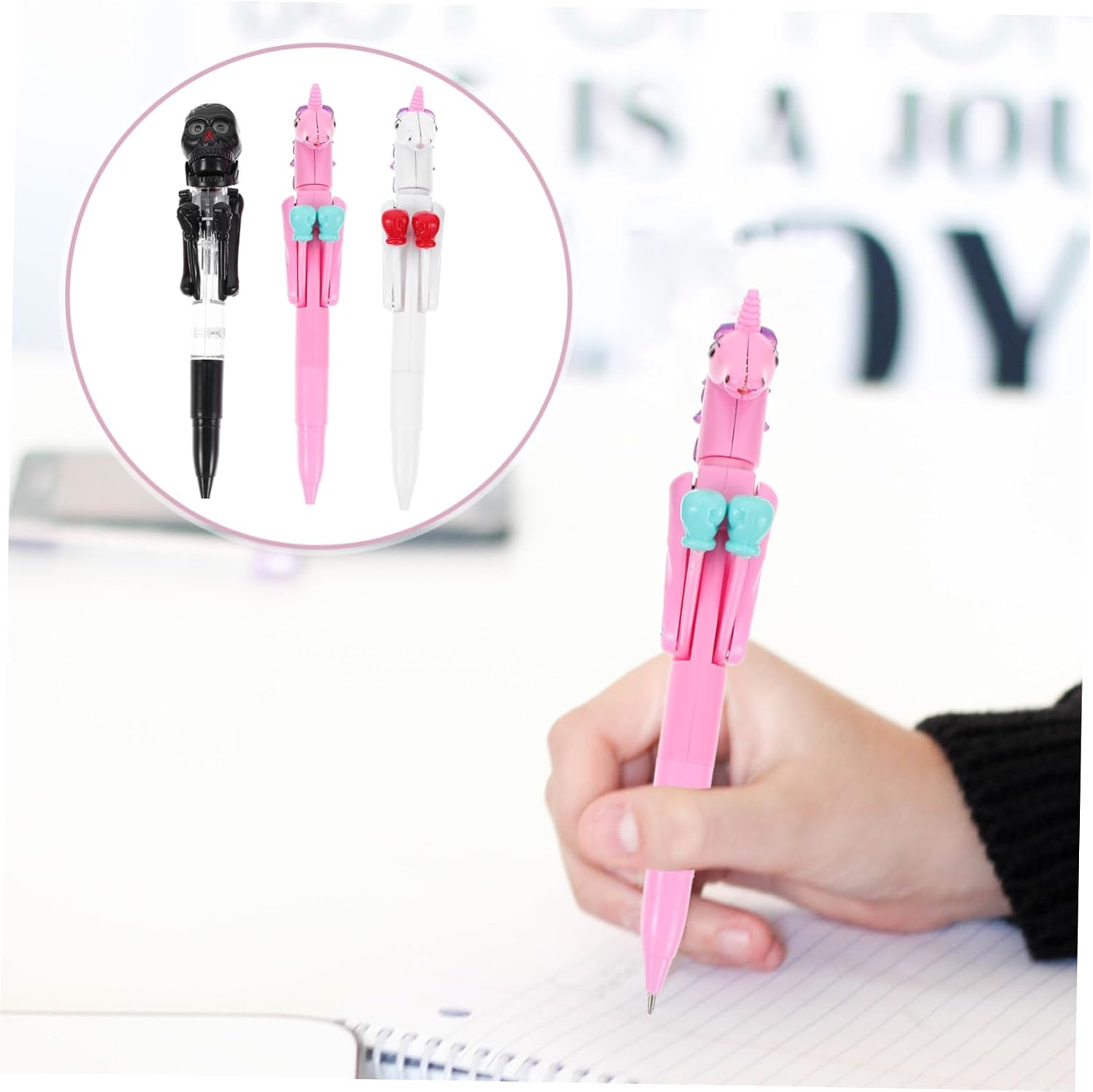 Operitacx Skull Punch Pen Set 3pcs Pumpkin Halloween Ballpoint Pens Unique Patterns for Boys and Girls Random Color