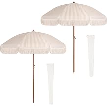 2 Pcs 7ft Boho Beach Patio Umbrella with Fringe
