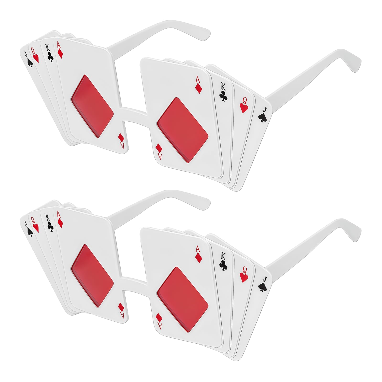 XNFUOE 2 Pcs Poker Cards Sunglasses Casinos Party Sunglasses Novelty Eyeglasses Funny Glasses Novelty Sunglasses Party Favors Glasses Halloween Accessories Party Photo Props for Daily Casual Parties