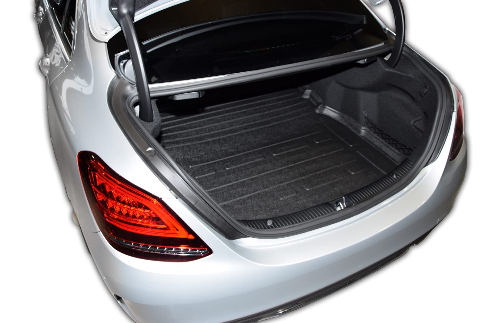 SCOUTT Vasca Bagagliaio per Mercedes C-Class W205 4-Porte Berlina 2015-2021, in TPE su Misura, Proteggi Baule con Bordo Alto 4 cm, Antiscivolo, Inodore
