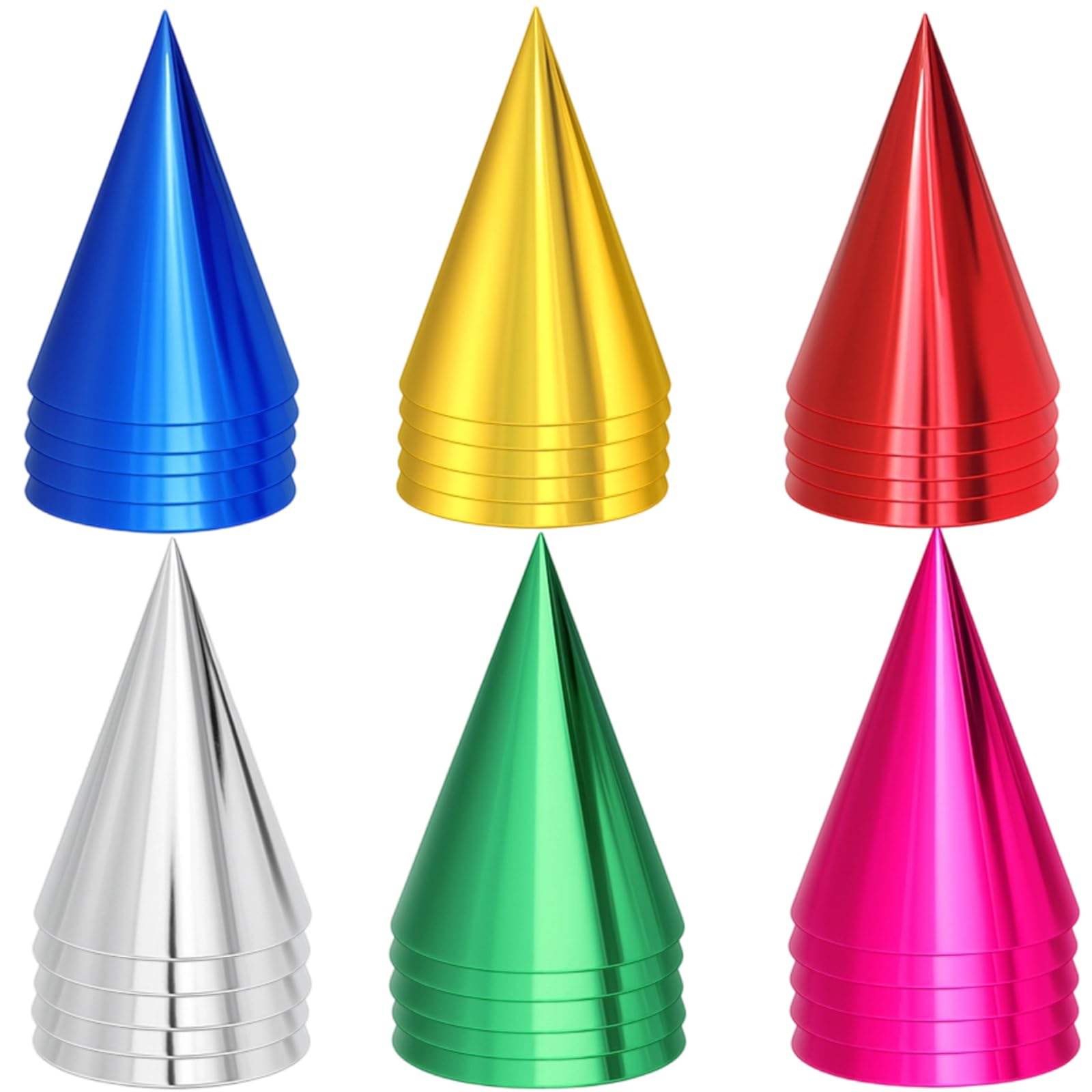 30Pcs Party Hats for Adults, Party Hats for Kids, Multicolor Paper Hat Metallic Foil Cone Hats, Party Hat for Adults and Kids, for Adults New Year Cones with Elastic String Christmas Photo Props