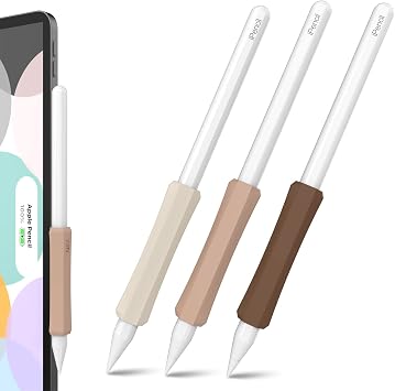 NIUTRENDZ 3 Pack Silicone Grip for Apple Pencil 2 & Apple Pencil Pro & iPencil USB-C Ergonomic Design Protective Case Cover Sleeve Beige + Khaki + Brown