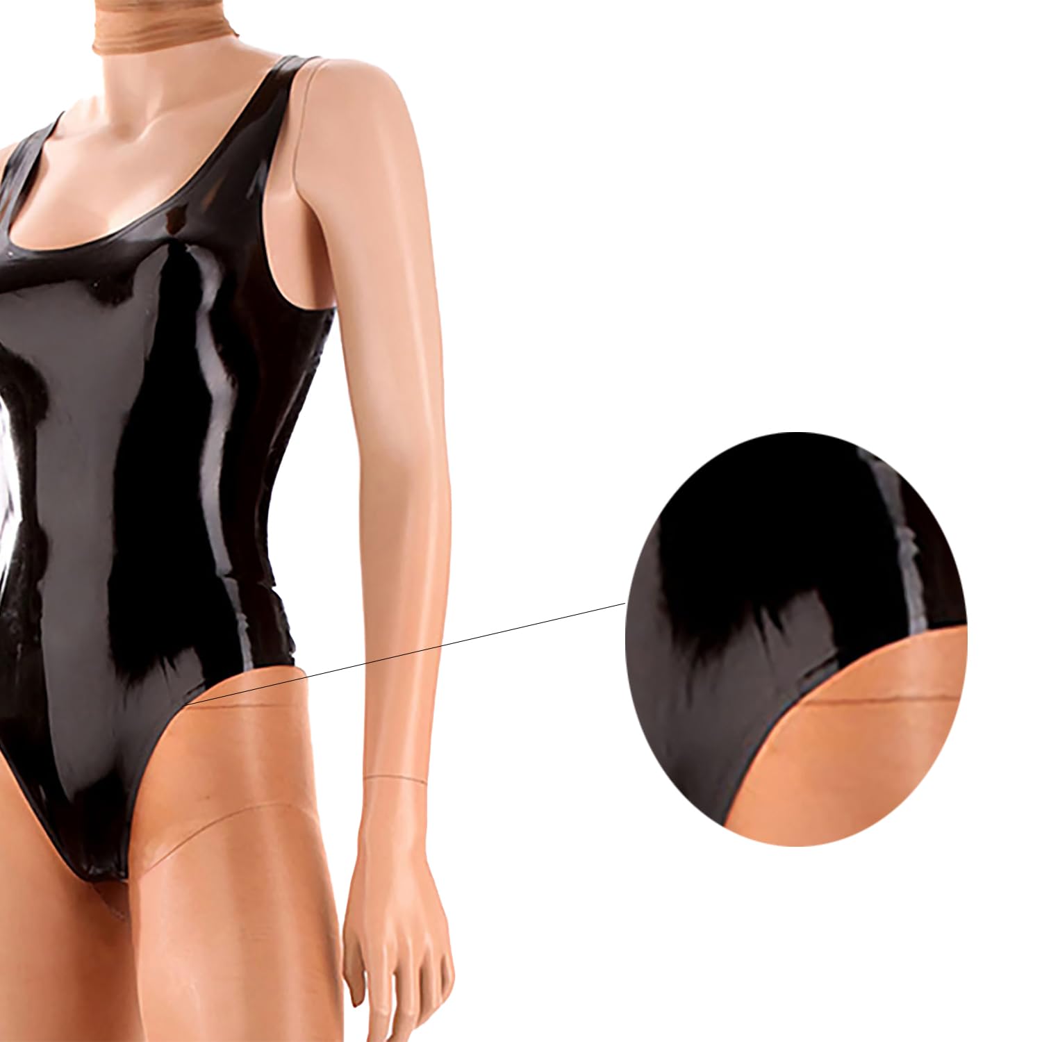 Tuta Body in Lattice Gomma da Donna,Costume da Bagno in Lattice con Schiena Scoperta e Forcella Alta Fatto a Mano