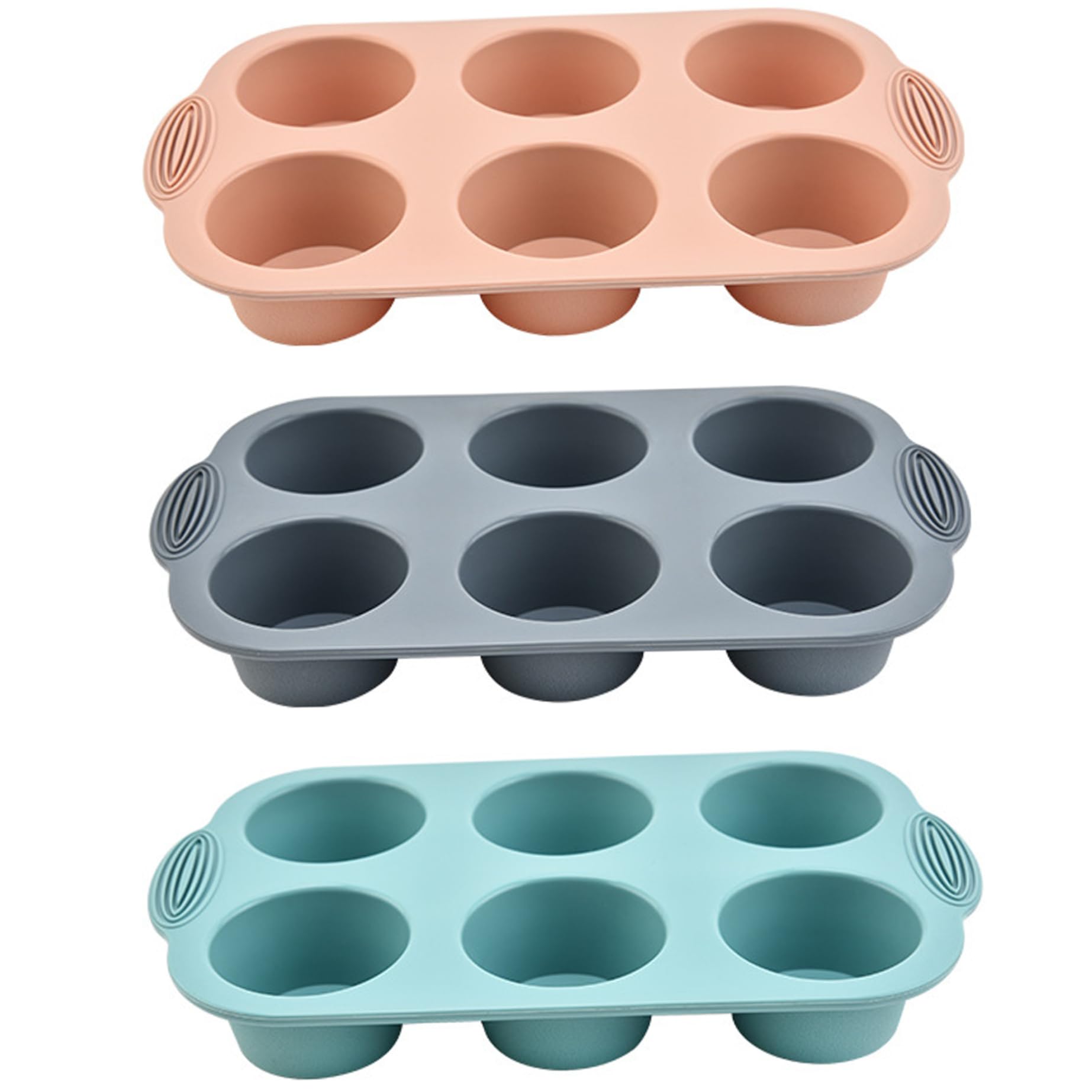 Molde para muffins de silicona de 3 piezas, 6 cavidades, 2, 7, molde para magdalenas de silicona de grado alimenticio, moldes para magdalenas antiadherentes y resistentes al calor, utensilios para.