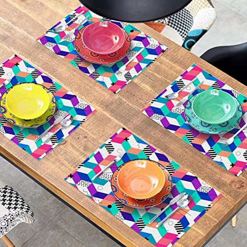 Lot de 6 sets de table géométriques 30x45 cm multicolores pour repas - 8
