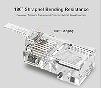 Vista 6 de Paquete de 100 conectores Cat 6, conectores modulares Cat6 RJ45, conectores de paso Cat6, conectores de crimpado de cable Ethernet, extremos RJ45