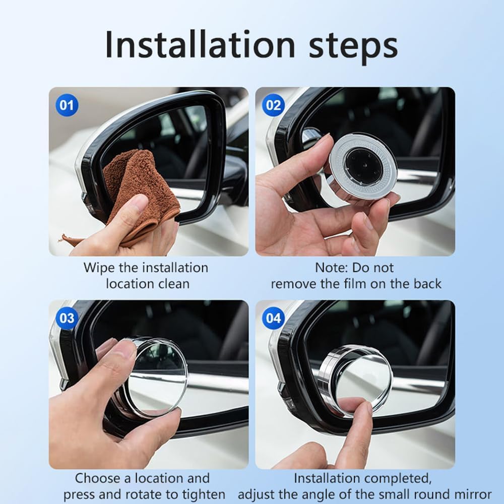 車の死角ミラー2個 適合シトロエン ジャンピー/ジャンパー/アミ,360&deg;調節可能な吸盤HD広角凸型小型丸型リバースミラークリアビジ