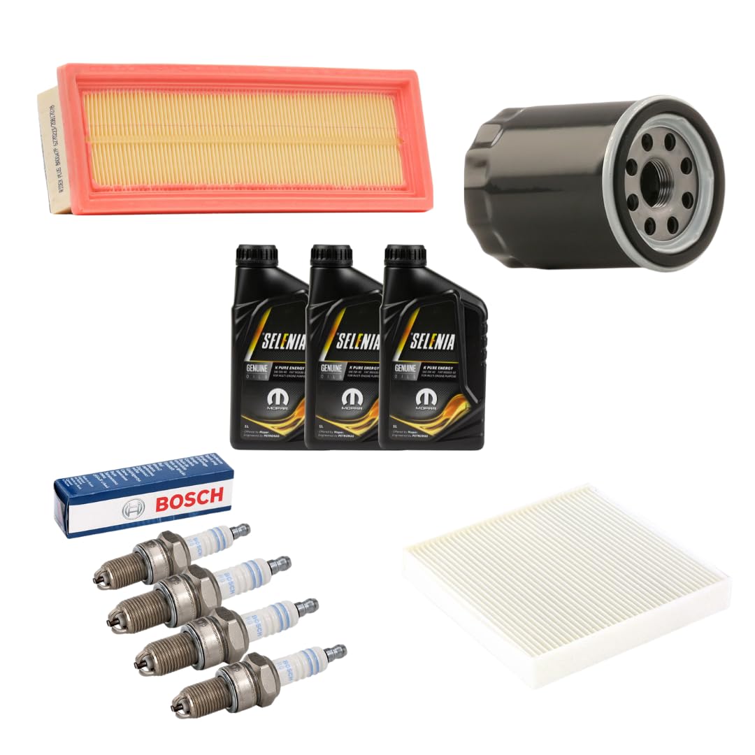 KIT TAGLIANDO + CANDELE COMPATIBILE CON FIAT GRANDE PUNTO EVO 199 1.2 1.4 BENZINA SELENIA 5W40
