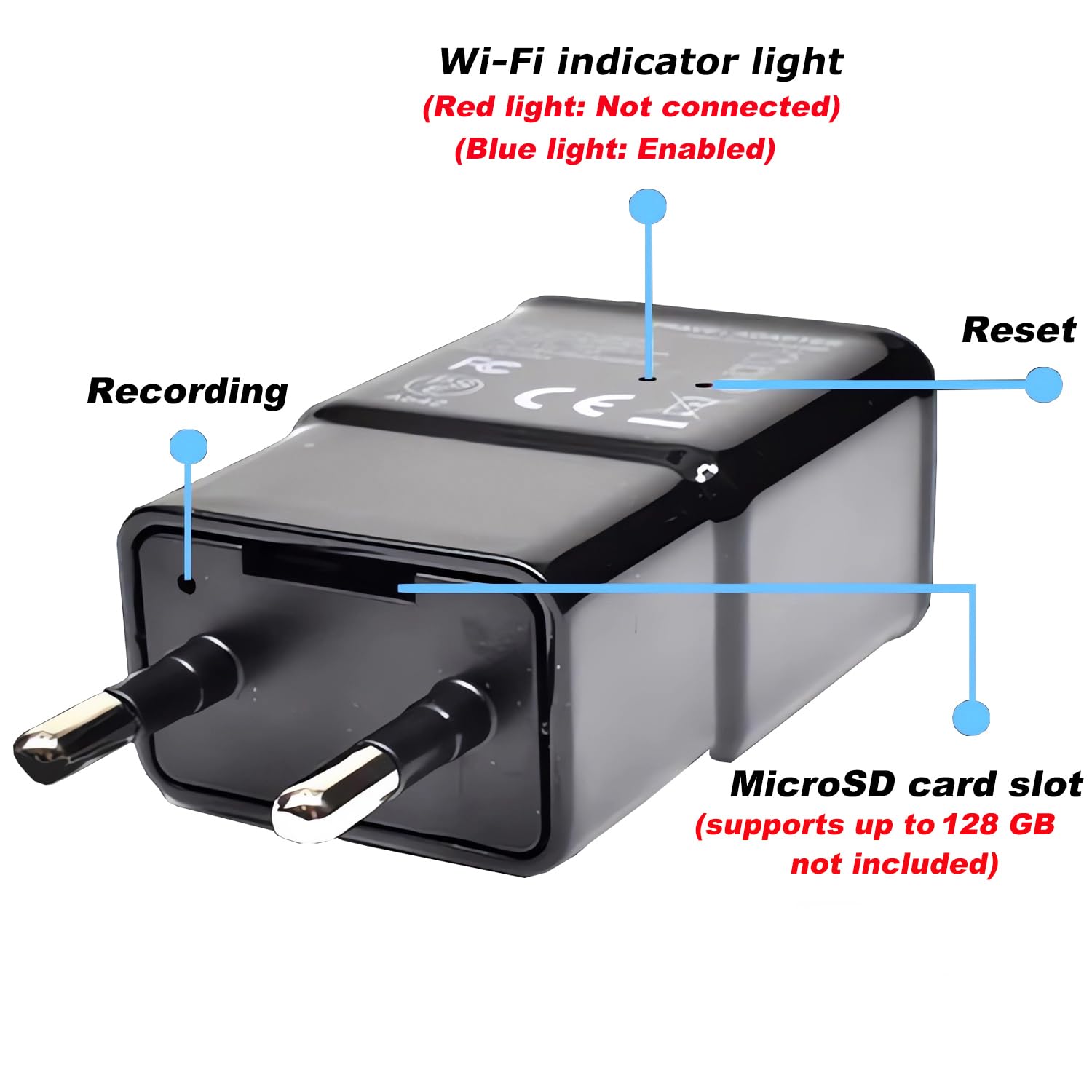 SHMIZZ Mini Telecamera Spia, Mini Camera Nascosta Oculta Camuflada WiFi 1080P USB Cargador Cámara Espía Oculta Camaras Sorveglianza con Rilevamento Del Movimento