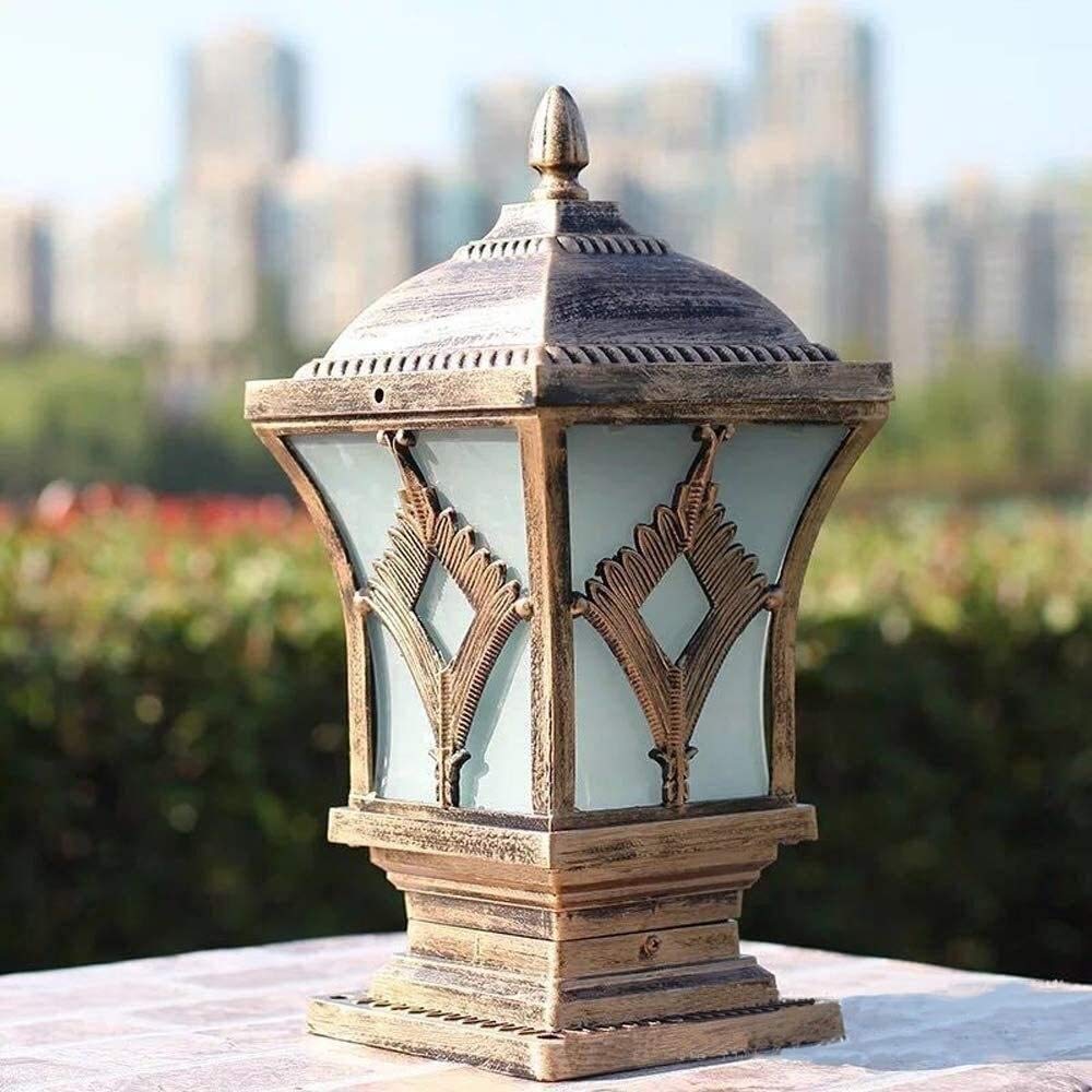 HXYSXHJUO Continental Retro Industry Waterproof Outdoor Column Lamp Pathway Driveway Landscape Lighting Floor Lawn Wall Patio Pillar Post E27 Exterior Pedestal