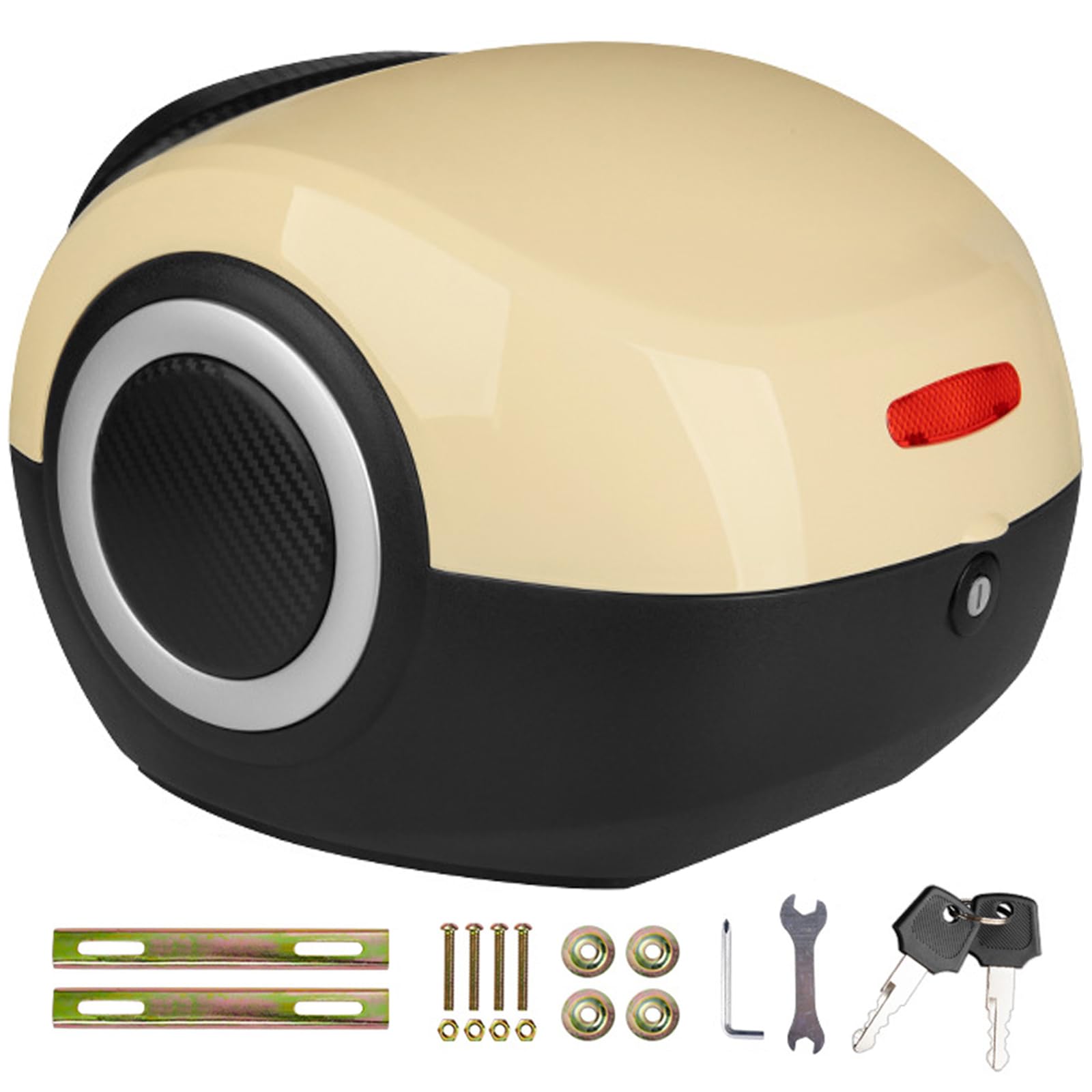 Coffre de moto 35 L beige : valise de rangement étanche pour scooter et moto