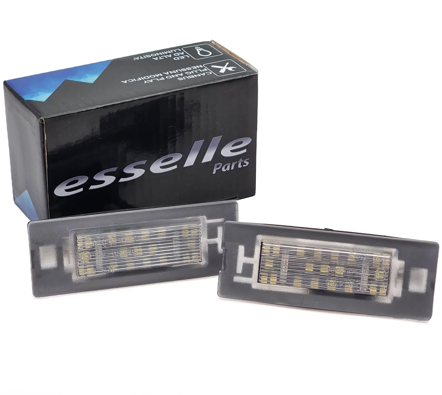 Placchette Luci Targa LED Compatibili con Fiat Panda 312, Panda 169, Pandina 18 SMD CANBUS 6000K Bianco Ghiaccio Plug & Play