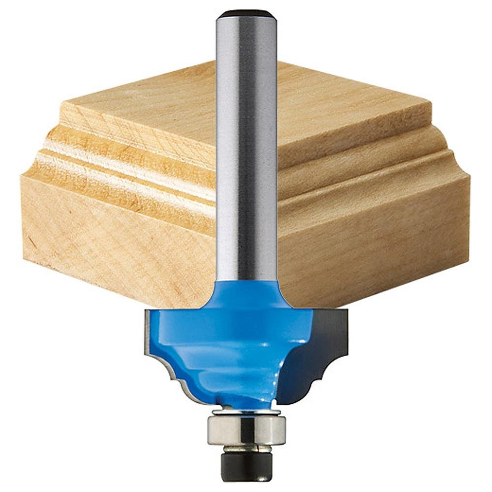 ROCKLER MINI CLASSIC ROMAN OGEE Router Bit, 8mm Carbide, 1/4" Shank, 1 Flute, Ogee Cut